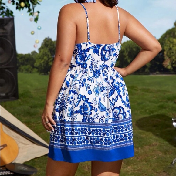 Boho Plus Size Floral Paisley Print Cami Dress RED - Picture 6 of 11